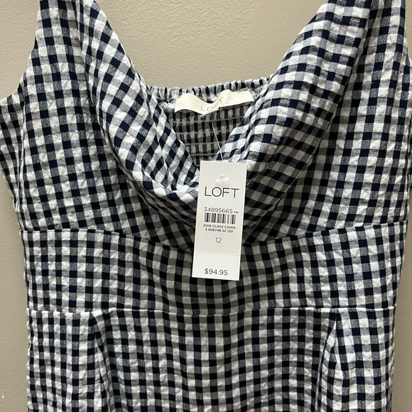 Loft Women’s Black Gingham Check Twist Neck And Cutout Top On Dress Sz 12 NWT - Picture 5 of 12